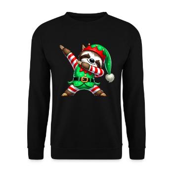 Christmas Sloth Elf Funny Sloth Lover - Unisex Sweatshirt - black - Front - Alina (178cm) & Michal (187cm)