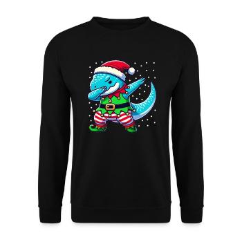 Christmas T-rex Elf Funny T-rex Lover - Unisex Sweatshirt - black - Front - Alina (178cm) & Michal (187cm)