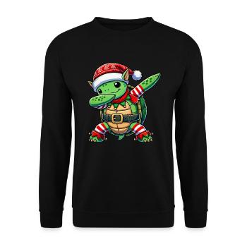 Christmas Turtle Elf Funny Turtle - Unisex Sweatshirt - black - Front - Alina (178cm) & Michal (187cm)