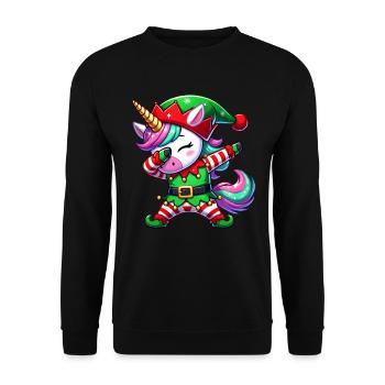 Christmas Unicorn Elf Funny Unicorn Women - Unisex Sweatshirt - black - Front - Alina (178cm) & Michal (187cm)