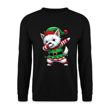 Christmas Westi Elf Funny West Highland Terrier - Unisex Sweatshirt - black - Front - Alina (178cm) & Michal (187cm)