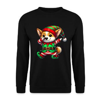 Weihnachten Welsh Corgi Elf Funny Welsh Corgi - Unisex Pullover - Schwarz - Vorne - Alina (178cm) & Michal (187cm)
