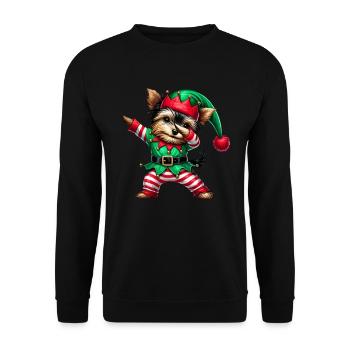 Weihnachten Yorkie Elf Lustiger Yorkshire Terrier - Unisex Pullover - Schwarz - Vorne - Alina (178cm) & Michal (187cm)