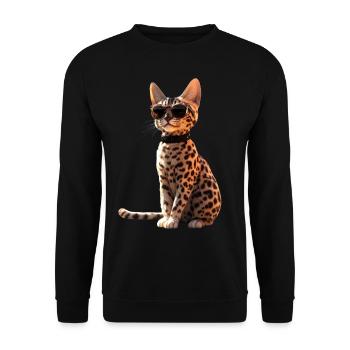 Savannah Cat Cat Mom Cute Serval Leopard Cats - Unisex Sweatshirt - black - Front - Alina (178cm) & Michal (187cm)