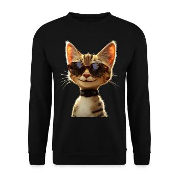 Savannah Cat Cat Mom Cute Serval Leopard Cats - Unisex Sweatshirt - black - Front - Alina (178cm) & Michal (187cm)