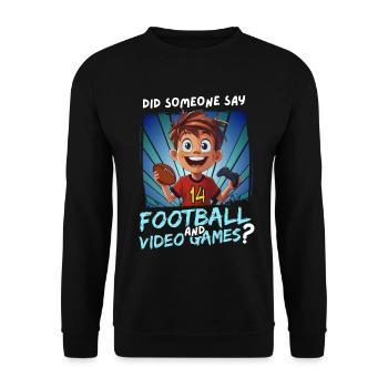 14. Geburtstag Football und Gaming für 14 Jährige - Unisex Pullover - Schwarz - Vorne - Alina (178cm) & Michal (187cm)