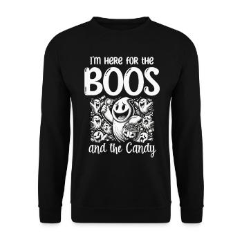 Je suis ici pour les huées et les bonbons, Halloween - Sweat-shirt Unisexe - noir - Devant - Alina (178cm) & Michal (187cm)