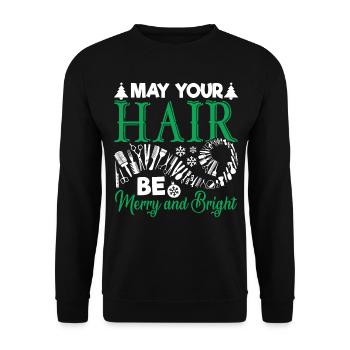 Hairstylist May Your Hair Be Merry And Bright - Unisex Sweatshirt - black - Front - Alina (178cm) & Michal (187cm)