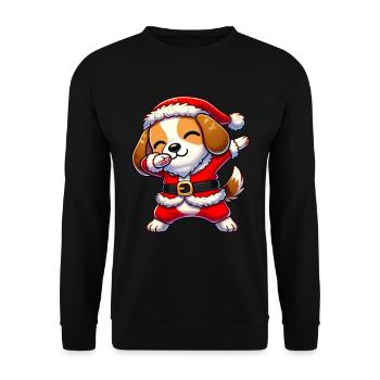 Weihnachten Beagle Weihnachtsmann Lustiger Beagle - Unisex Pullover - Schwarz - Vorne - Alina (178cm) & Michal (187cm)