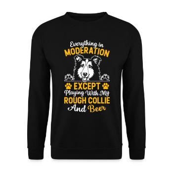 Everything in moderation except playing with my Ro - Unisex Sweatshirt - black - Front - Alina (178cm) & Michal (187cm)