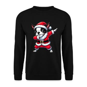 Christmas Boston Terrier Santa Claus - Unisex Sweatshirt - black - Front - Alina (178cm) & Michal (187cm)
