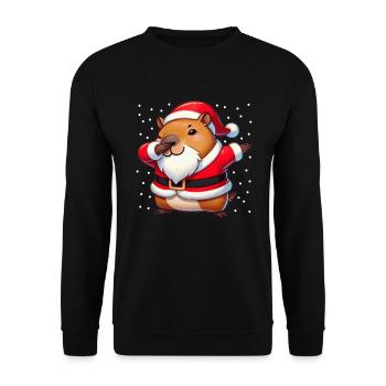 Weihnachten Capybara Santa Funny Capybara - Unisex Pullover - Schwarz - Vorne - Alina (178cm) & Michal (187cm)