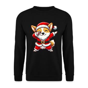 Christmas Corgi Santa Funny Welsh Corgi - Unisex Sweatshirt - black - Front - Alina (178cm) & Michal (187cm)