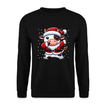 Christmas Cow Santa Funny Cow Lover - Unisex Sweatshirt - black - Front - Alina (178cm) & Michal (187cm)