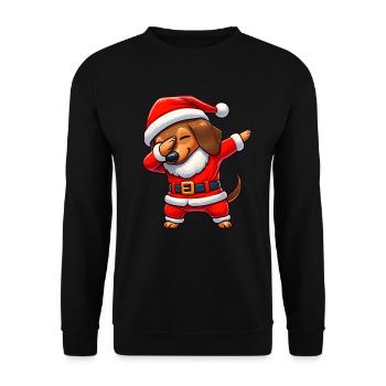 Weihnachten Dackel Santa Lustig Dackel Liebhaber - Unisex Pullover - Schwarz - Vorne - Alina (178cm) & Michal (187cm)