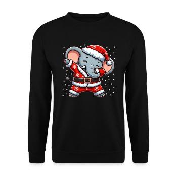 Noël éléphant Père Noël drôle - Sweat-shirt Unisexe - noir - Devant - Alina (178cm) & Michal (187cm)
