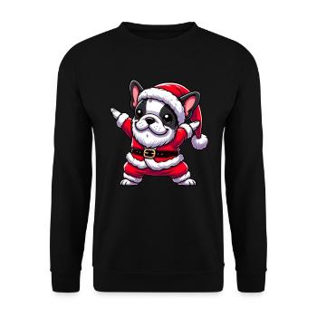 Christmas Frenchie Santa Funny French - Unisex Sweatshirt - black - Front - Alina (178cm) & Michal (187cm)