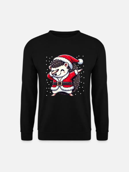 Christmas Hedgehog Santa Funny Hedgehog Lover - Unisex Sweatshirt - black