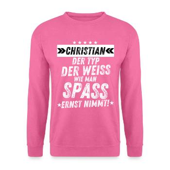 Christian Spruch Humorvolles Shirt Männer Spaß - Unisex Pullover - Pink - Vorne