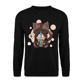Bubble Tea Boba BubbleTea Kawaii Japan Tea Kpop - Unisex Sweatshirt - black - Front - Alina (178cm) & Michal (187cm)