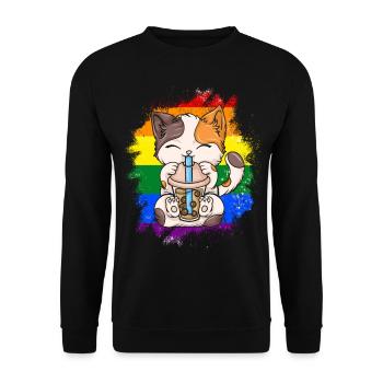 Bubble Tea Boba BubbleTea Kawaii Japan Tea Kpop - Unisex Sweatshirt - black - Front - Alina (178cm) & Michal (187cm)