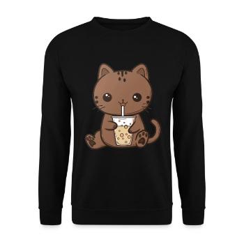 Thé à bulles Boba BubbleTea Kawaii Japan Tea Kpop - Sweat-shirt Unisexe - noir - Devant - Alina (178cm) & Michal (187cm)