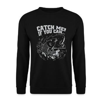 Attrape-moi si tu peux – Motif du pêcheur - Sweat-shirt Unisexe - noir - Devant - Alina (178cm) & Michal (187cm)