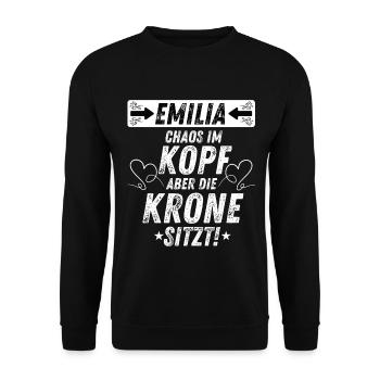 Emilia Chaos im Kopf Krone sitzt Frauen - Unisex Pullover - Schwarz - Vorne - Alina (178cm) & Michal (187cm)