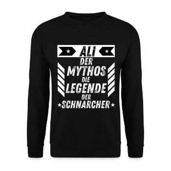 Ali Der Mythos Die Legende schnarcher lustig humor - Unisex Pullover - Schwarz - Vorne - Alina (178cm) & Michal (187cm)