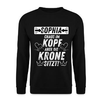 Sophia Chaos im Kopf Spaß spruch für Frauen - Unisex Pullover - Schwarz - Vorne - Alina (178cm) & Michal (187cm)