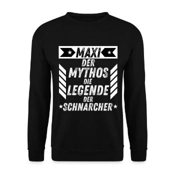 MAXI Der Mythos Die Legende der Schnarcher Herren - Unisex Pullover - Schwarz - Vorne - Alina (178cm) & Michal (187cm)
