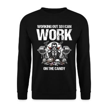 Je m’entraîne pour les sucreries, les friandises Fitness - Sweat-shirt Unisexe - noir - Devant - Alina (178cm) & Michal (187cm)