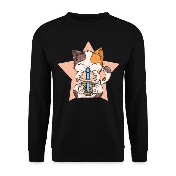 Bubble Tea Boba BubbleTea Kawaii Japan Tea Kpop - Unisex Sweatshirt - black - Front - Alina (178cm) & Michal (187cm)