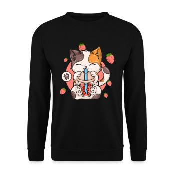 Bubble Tea Boba BubbleTea Kawaii Japan Tea Kpop - Unisex Sweatshirt - black - Front - Alina (178cm) & Michal (187cm)