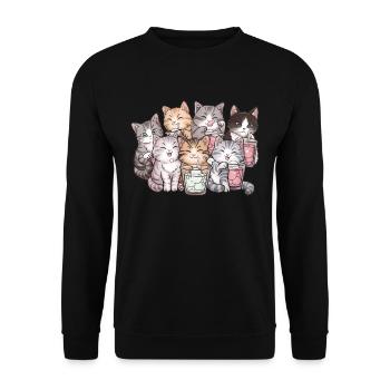 Bubble Tea Boba BubbleTea Kawaii Japan Tea Kpop - Unisex Sweatshirt - black - Front - Alina (178cm) & Michal (187cm)