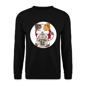 Bubble Tea Boba BubbleTea Kawaii Japan Tea Kpop - Unisex Sweatshirt - black - Front - Alina (178cm) & Michal (187cm)