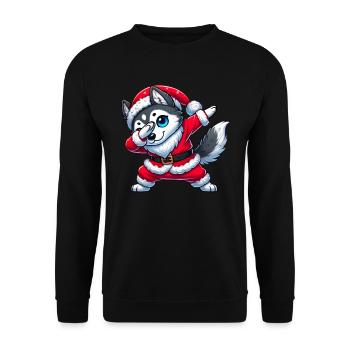 Weihnachten Husky Santa Funny Husky Liebhaber - Unisex Pullover - Schwarz - Vorne - Alina (178cm) & Michal (187cm)