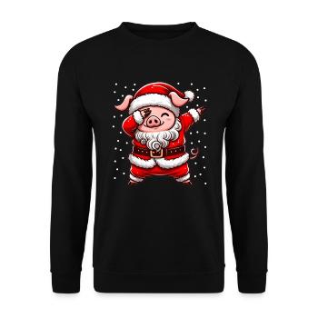 Schwein Weihnachten Schwein Liebhaber Ferkel - Unisex Pullover - Schwarz - Vorne - Alina (178cm) & Michal (187cm)