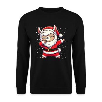 Christmas Llama Santa Funny Llama Lover - Unisex Sweatshirt - black - Front - Alina (178cm) & Michal (187cm)