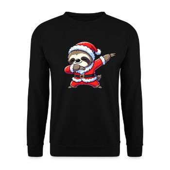 Christmas Sloth Santa Funny Sloth - Unisex Sweatshirt - black - Front - Alina (178cm) & Michal (187cm)