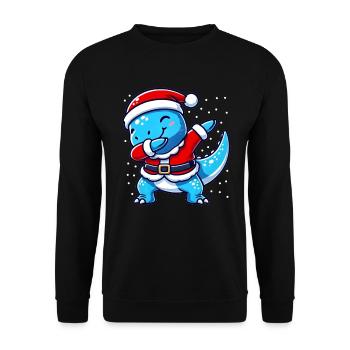Christmas T-rex Santa Funny T-rex Lover - Unisex Sweatshirt - black - Front - Alina (178cm) & Michal (187cm)