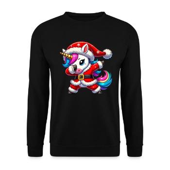 Christmas Unicorn Santa Funny Unicorn Lover - Unisex Sweatshirt - black - Front - Alina (178cm) & Michal (187cm)