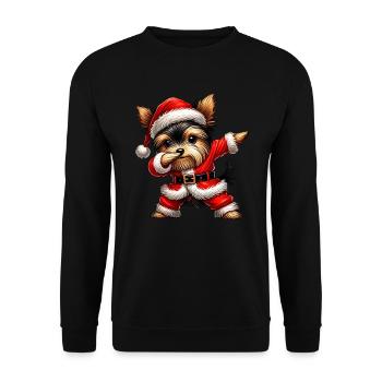 Weihnachten Yorki Santa Lustiger Yorkshire - Unisex Pullover - Schwarz - Vorne - Alina (178cm) & Michal (187cm)