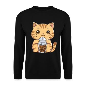 Bubble Tea Boba BubbleTea Kawaii Japan Tea Kpop - Unisex Pullover - Schwarz - Vorne - Alina (178cm) & Michal (187cm)