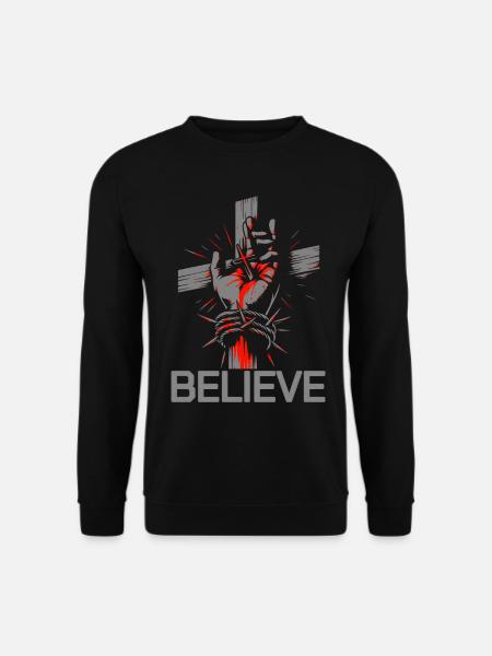 Jesus Believe christliches Glaubensmotiv - Unisex Pullover - Schwarz