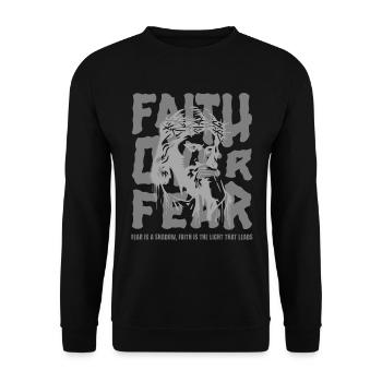 Jesus Believe - Faith Over Fear - Unisex Pullover - Schwarz - Vorne - Alina (178cm) & Michal (187cm)