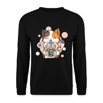 Bubble Tea Boba BubbleTea Kawaii Japan Tea Kpop - Unisex Sweatshirt - black - Front - Alina (178cm) & Michal (187cm)