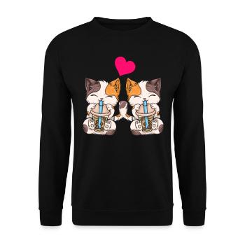 Bubble Tea Boba BubbleTea Kawaii Japan Tea Kpop - Unisex Sweatshirt - black - Front - Alina (178cm) & Michal (187cm)