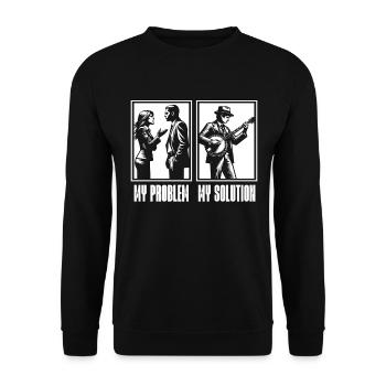 Musique bluegrass Mon problème Mon pictogramme Papa Maman - Sweat-shirt Unisexe - noir - Devant - Alina (178cm) & Michal (187cm)