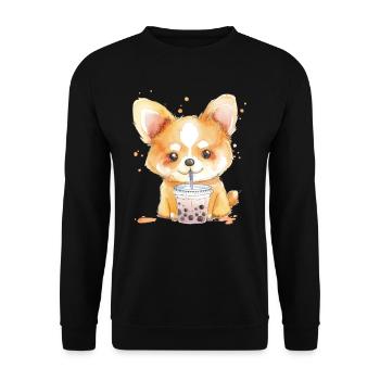 Bubble Tea Boba BubbleTea Kawaii Japan Tea Kpop - Unisex Pullover - Schwarz - Vorne - Alina (178cm) & Michal (187cm)